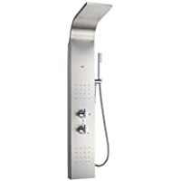 Roca A2H0423000 Columna Ducha Hidromasaje Termostática- Modelo Essential- Acabado Acero Inoxidable Mate- Cromado